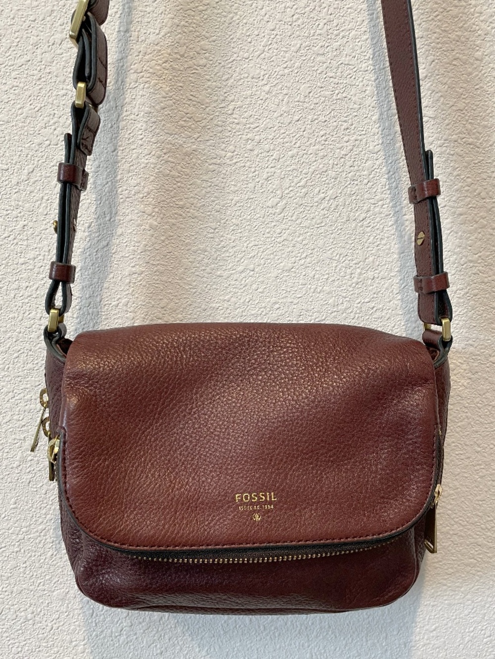 Fossil Preston Brown Leather expandable crossbody bag